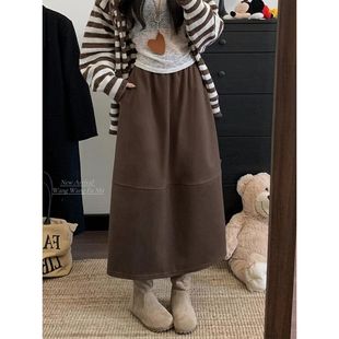 高腰显瘦松紧腰毛呢半身裙女垂感百搭气质A字裙 韩版 2025冬季 新款