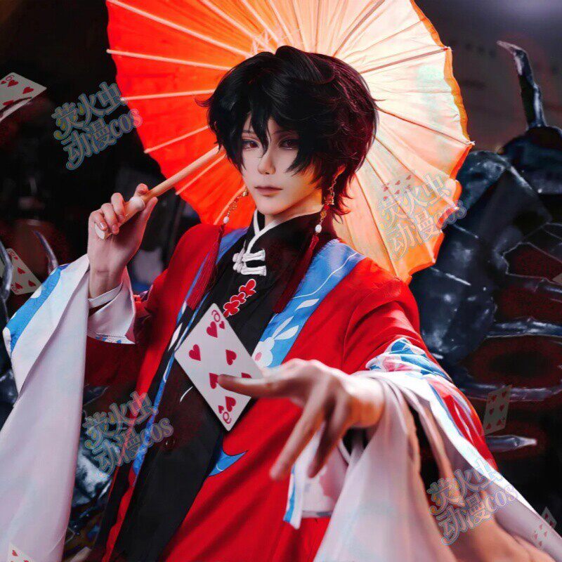 陈伶cos我不是戏神cosplay二次元漫服假发古风戏袍配饰道具伞鞋子 - 实物图
