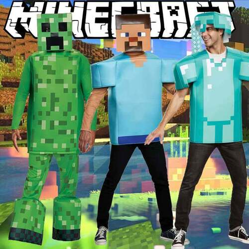 万圣节我的世界Minecraft成人Steve史蒂夫苦力怕钻石costume套装