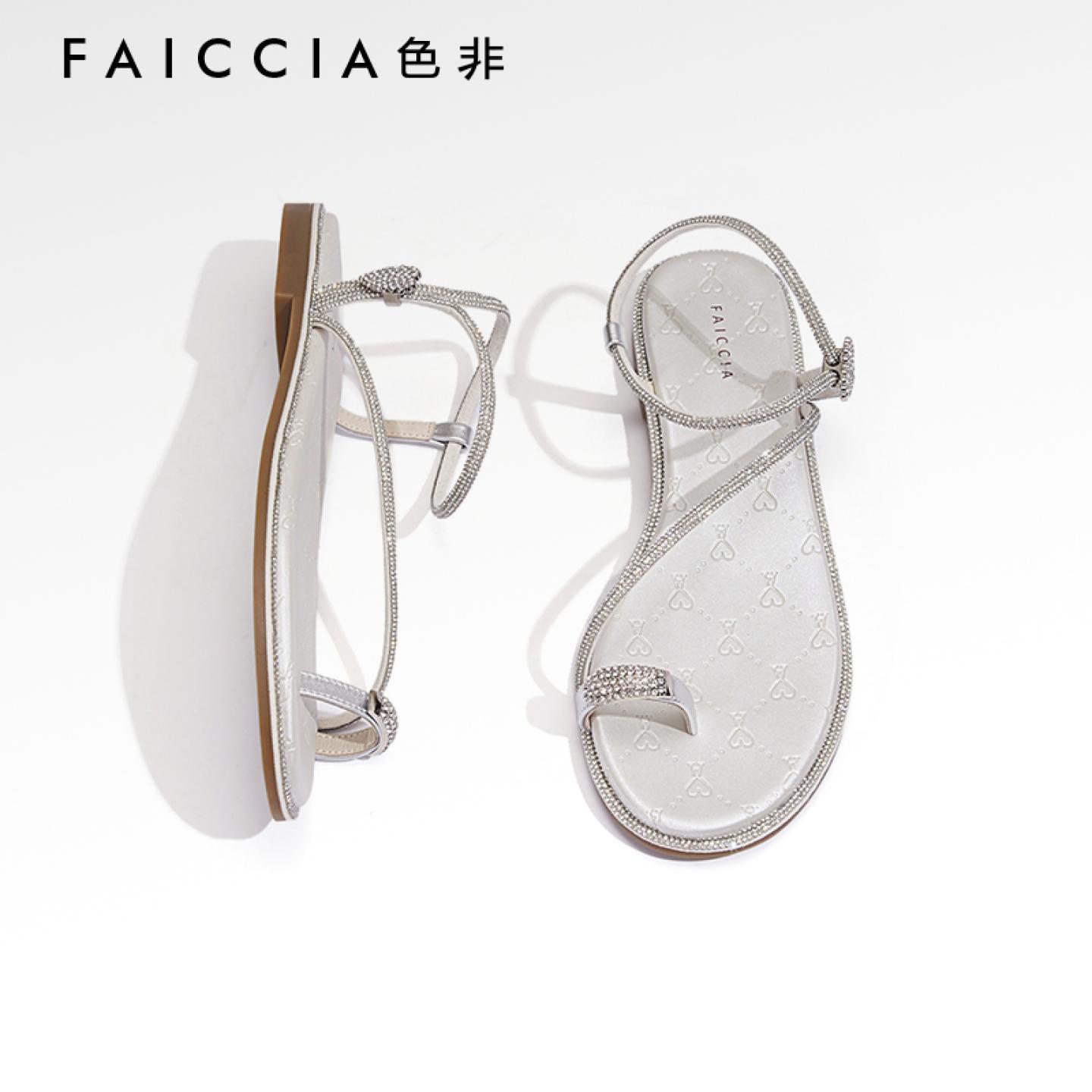 专柜色非女鞋闪钻夹趾凉鞋简约配