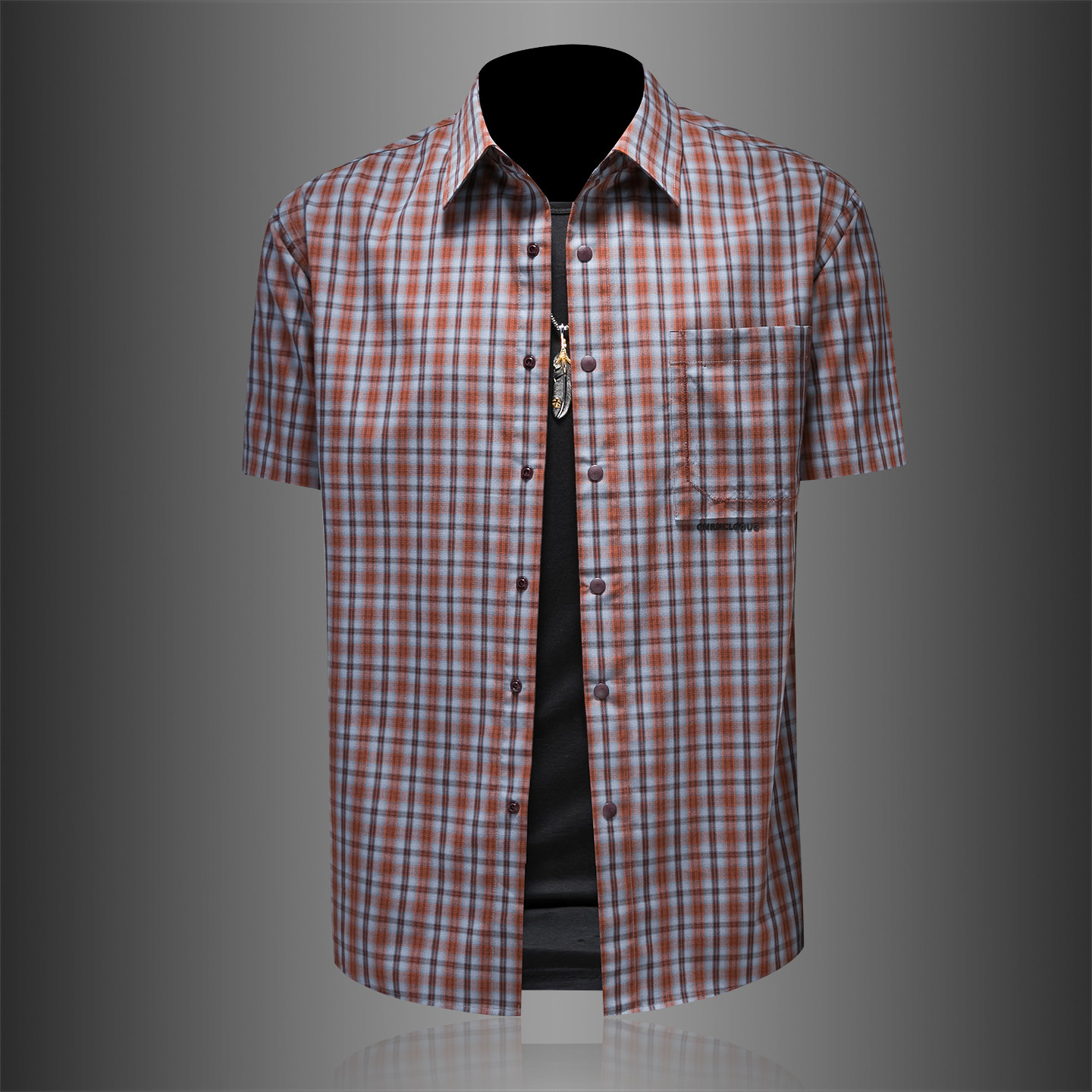 2026年男夏季新款薄款格子短袖宽松衬衫外套时尚衬衣6176P125，男装T恤，电商D220