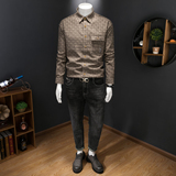 2026年男士春秋季新款字母印花长袖宽松衬衫外套时尚衬衣2006P135，男装衬衫，电商D220