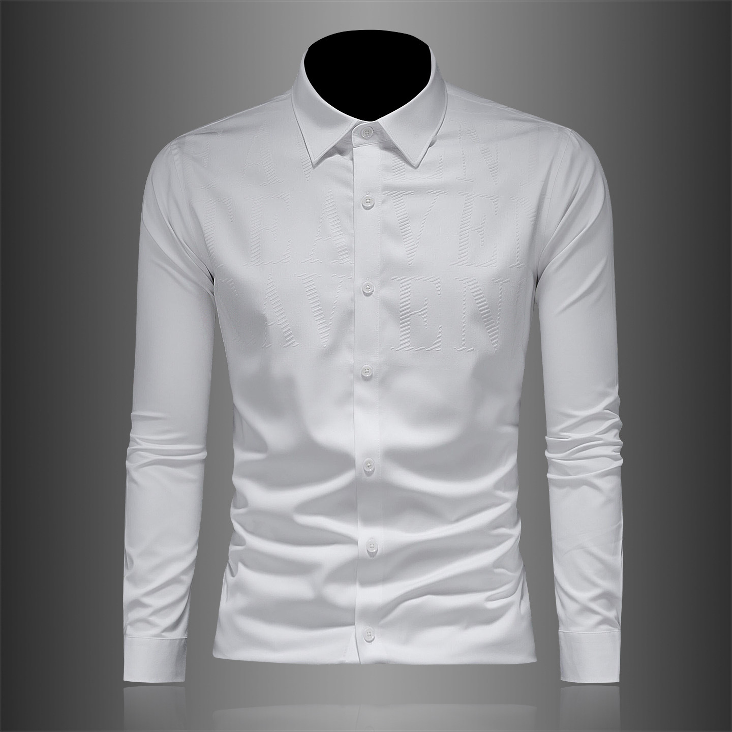 2026年男春秋季新款黑色长袖衬衫时尚潮牌修身印花衬衣A9221P130，男装衬衫，电商D220