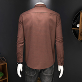 2026年男春秋季新款格子长袖衬衫时尚潮牌修身印花衬衣A9235P130，男装衬衫，电商D220