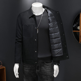 2025男冬季短款羽绒服潮流翻领鹿茸皮羽绒服休闲修身外套8690P320，男装羽绒服，电商D220