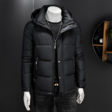 2024新款男士冬季连帽百搭羽绒服修身保暖加厚外套白鸭绒8613P330，男装羽绒服，电商D220