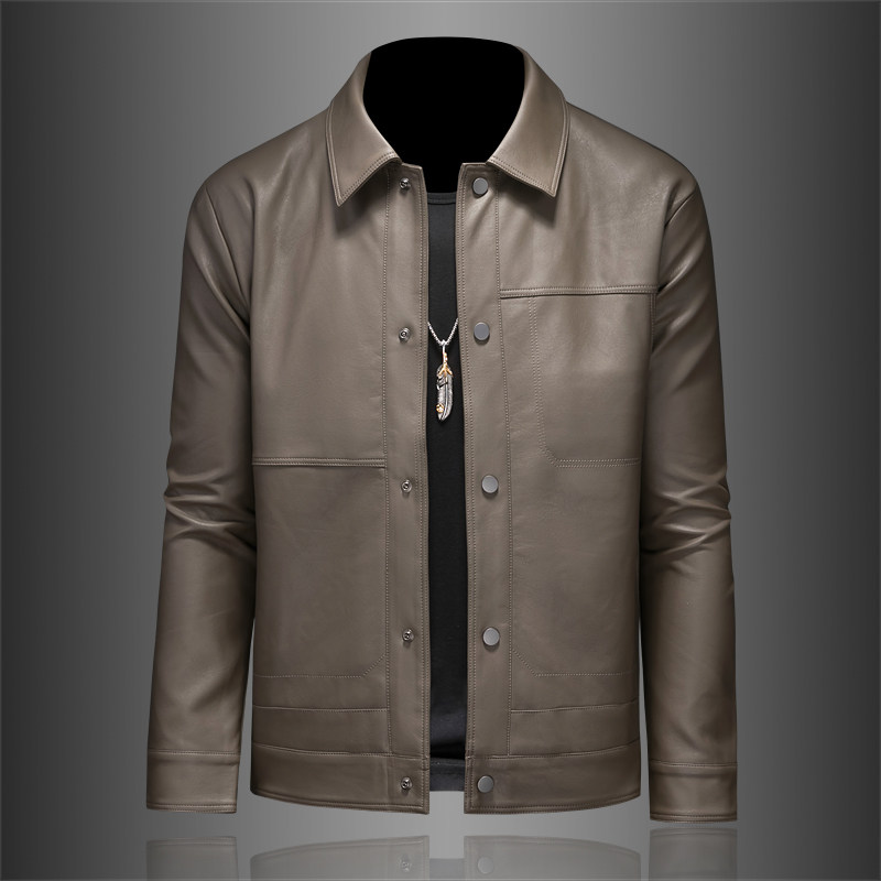 2025年男士皮衣外套春秋季新款时尚休闲PU皮夹克衫9282P185，男装皮衣，电商D220