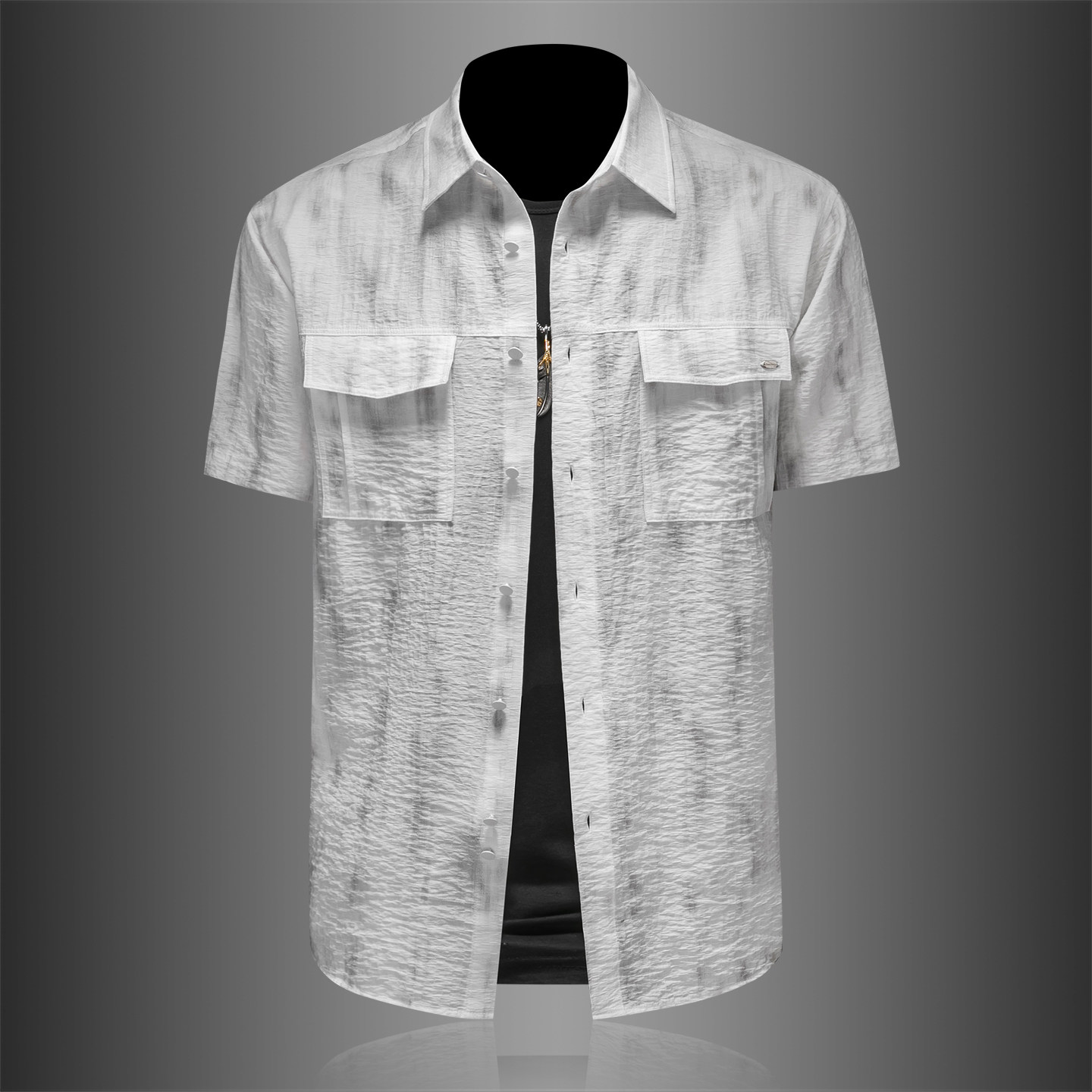 2026年男夏季新款薄款亚麻料短袖宽松衬衫外套时尚衬衣6129P125，男装T恤，电商D220