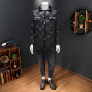 2025男士冬季新品短款羽绒服潮流翻领轻奢风休闲修身外套1135P335图片