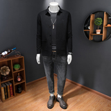 针织羊毛外套男士秋冬新款韩版修身潮流时尚翻领毛衣开衫6892P155，男装针织衫/毛衣，电商D220