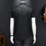 2026男潮流新款修身莫代尔暗花纹印花衬衣青年短袖衬衫H3355P120，男装T恤，电商D220