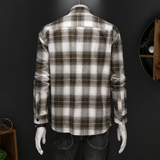 2026年男士春秋季新款格子长袖宽松衬衫外套时尚修身衬衣2023P135，男装衬衫，电商D220