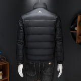 2025男士冬季短款羽绒服印花欧货翻领潮流休闲修身外套25089P285，男装羽绒服，电商D220