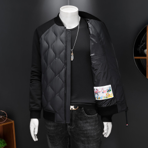2025新款男士冬季棒球领拼色羽绒服修身潮流加厚外套25255P450图片