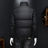 2025男冬季短款羽绒服潮流翻领印花轻奢风休闲修身外套8617P335，男装羽绒服，电商D220