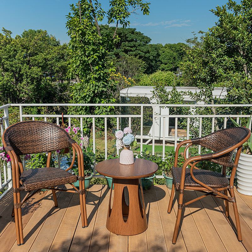 阳台休闲桌椅组合美式卧室客厅藤椅轻奢网红简约三件套喝茶小桌椅