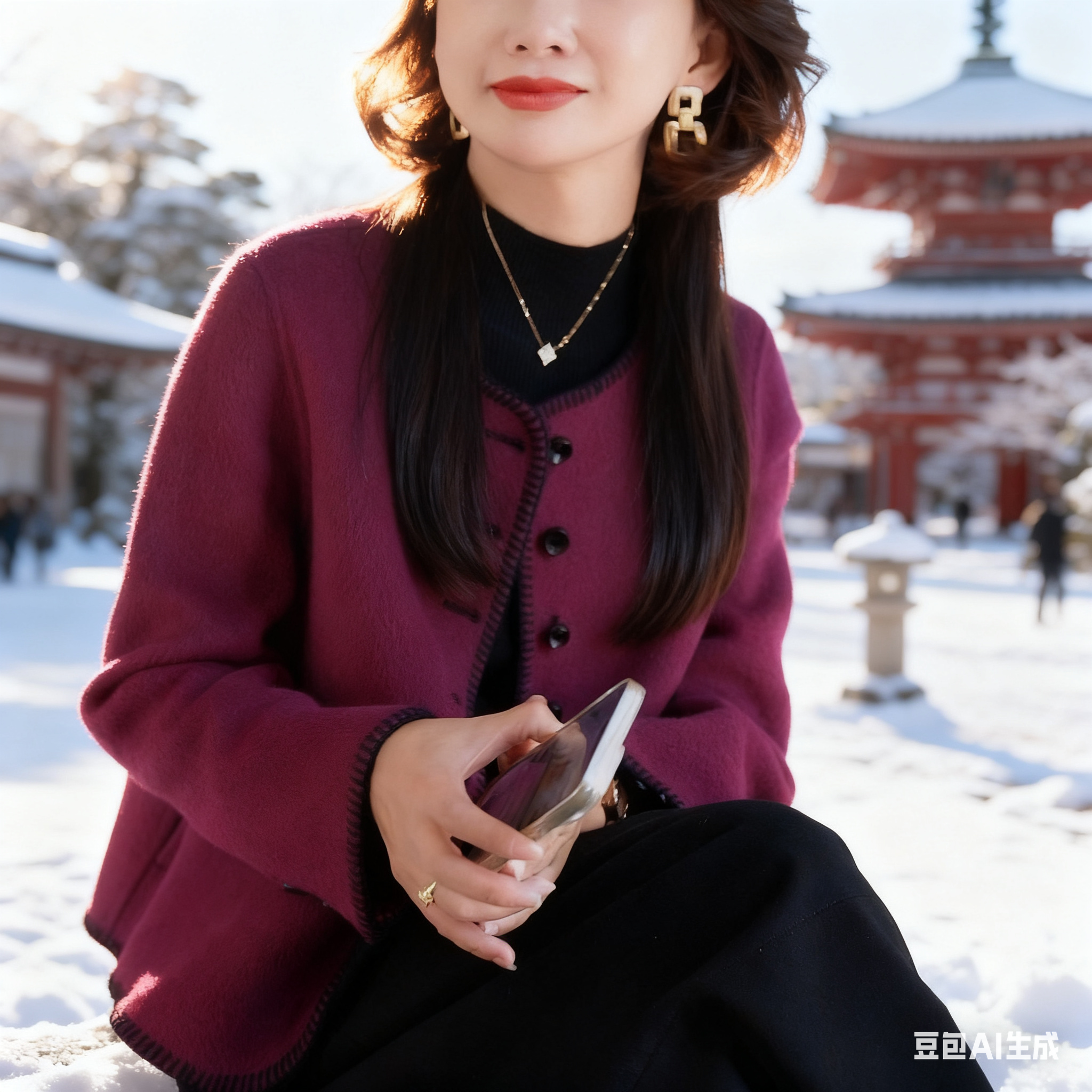 中老年妈妈秋冬装短款羊毛呢外套