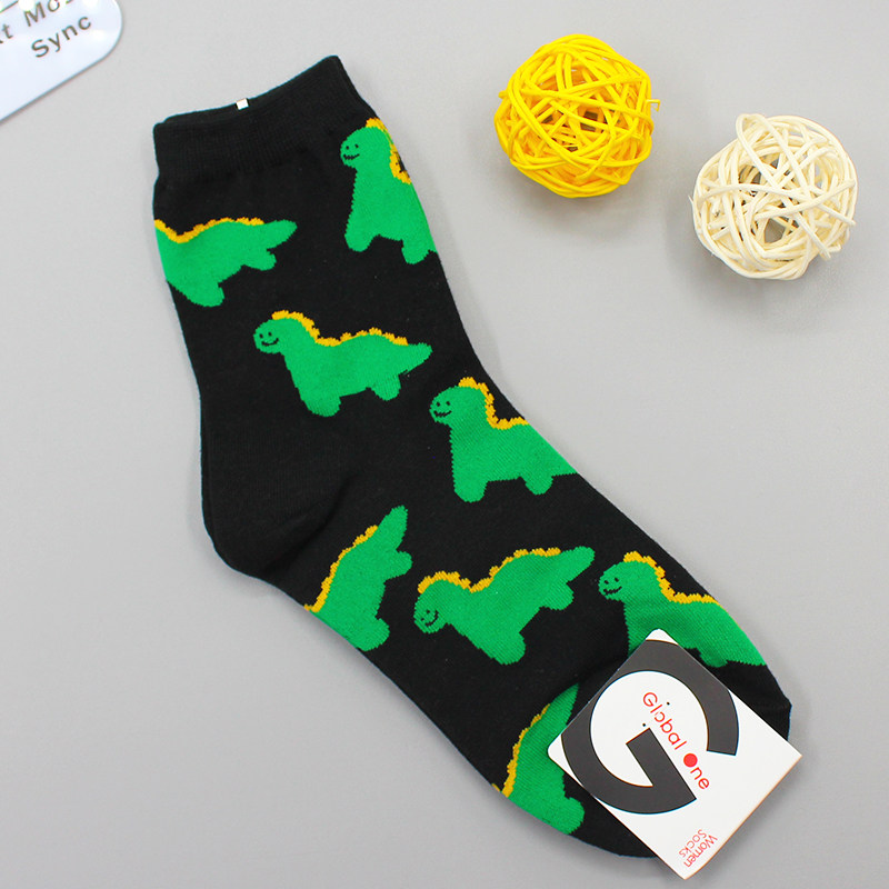 New autumn and winter women's mid-calf socks imported from Dongdaemun, South Korea, fully printed with small animal and dinosaur patterns thumbnail 3