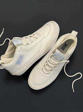 新品Palace联名half cab中帮纯白色皮质复古百搭男女运动休鞋