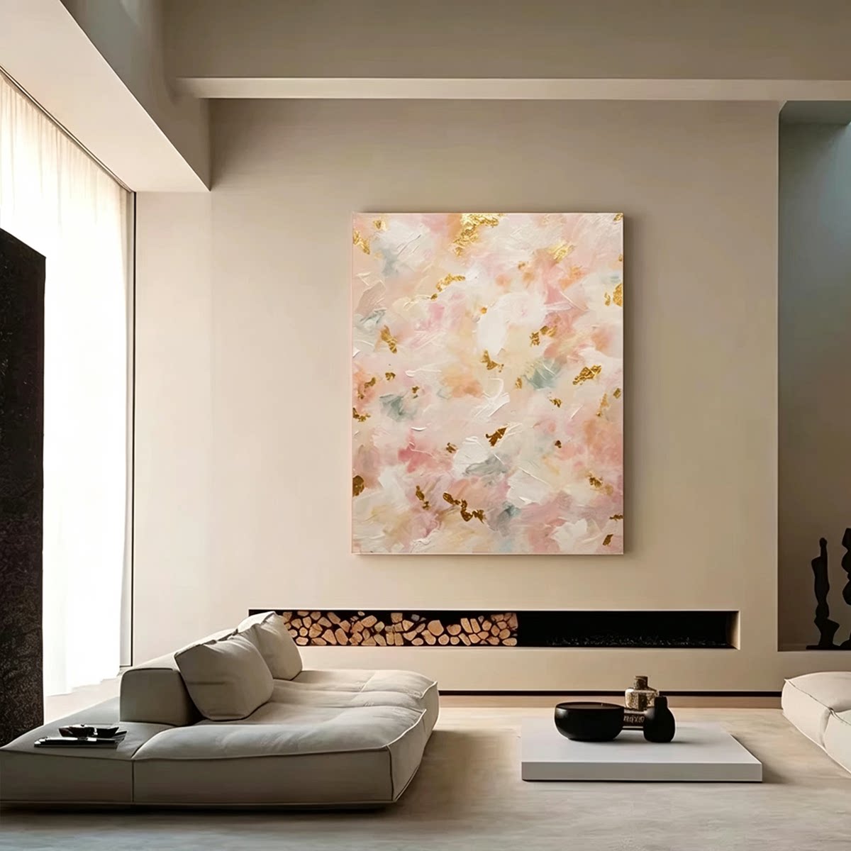 MUMO.9手绘油画《金粉呈祥》客厅沙发背景墙卧室艺术奶油风现代画
