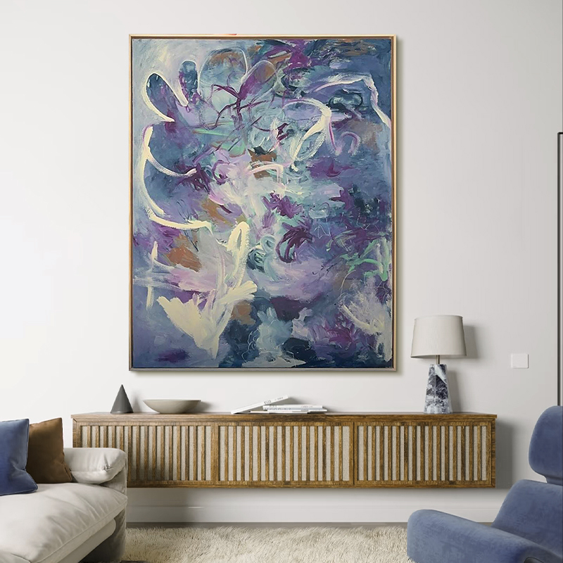 MUMO.原创纯手绘油画《幽思漫行》侘寂风玄关抽象装饰画手工挂画