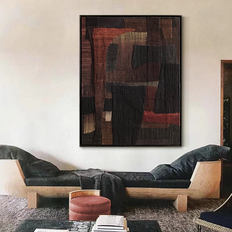 MUMO.手绘油画《遐恋》客厅装饰画设计师玄关抽象壁画侘寂风挂画