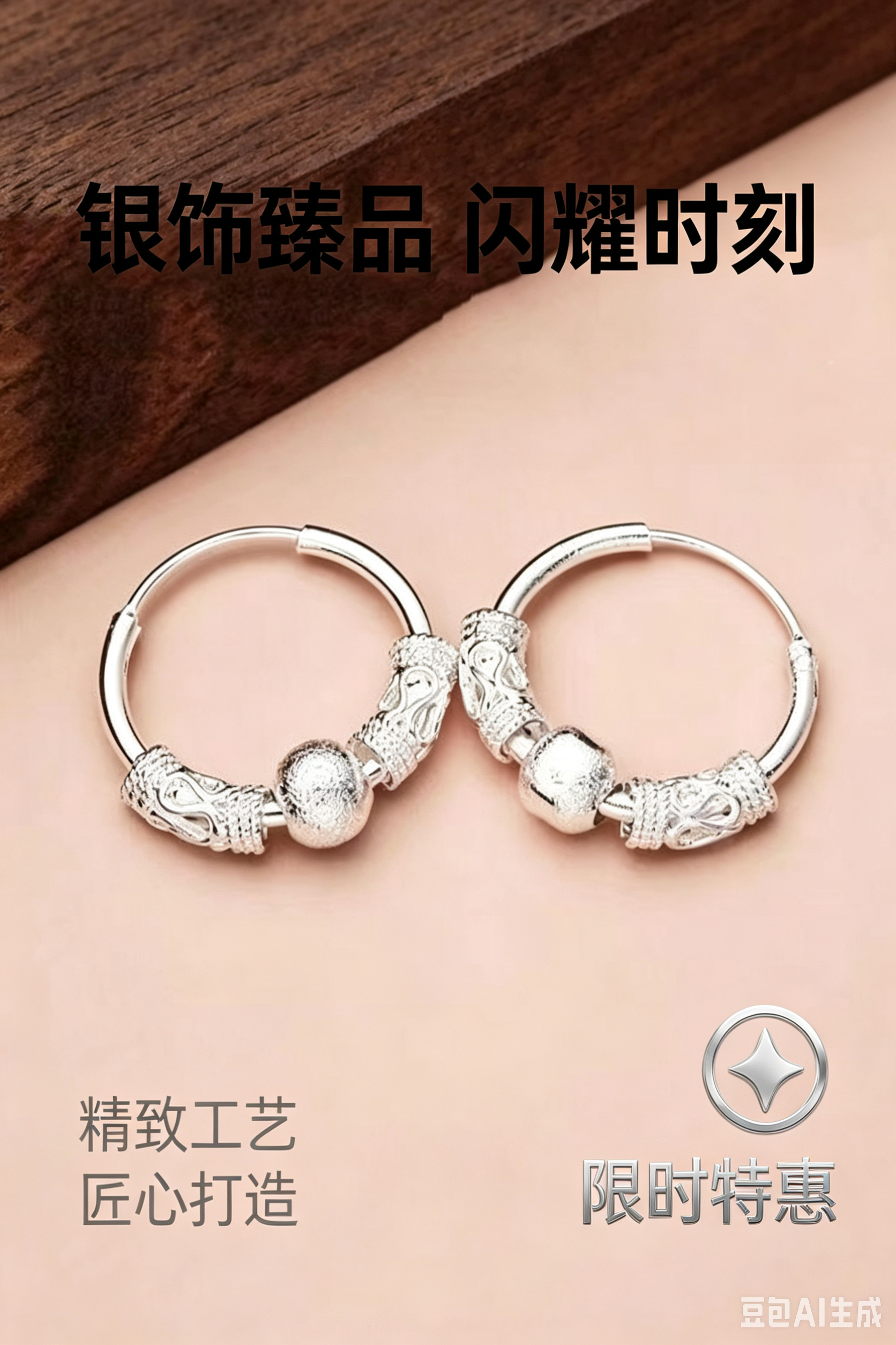 路路通中式如意转动耳环女小众设计高级感耳圈女气质转运珠耳饰