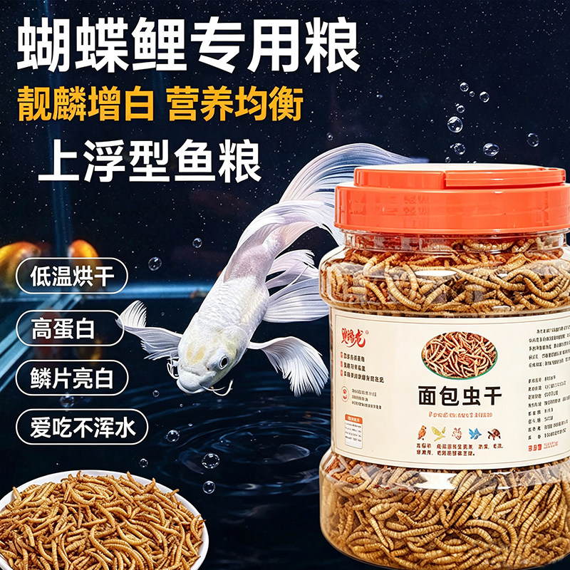 蝴蝶鲤专用饲料鱼类通用面包虫干雷龙鱼观赏鱼粮锦鲤鱼增色鱼饲料