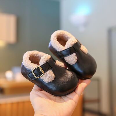 冬季加绒软底婴儿勃肯学步棉鞋