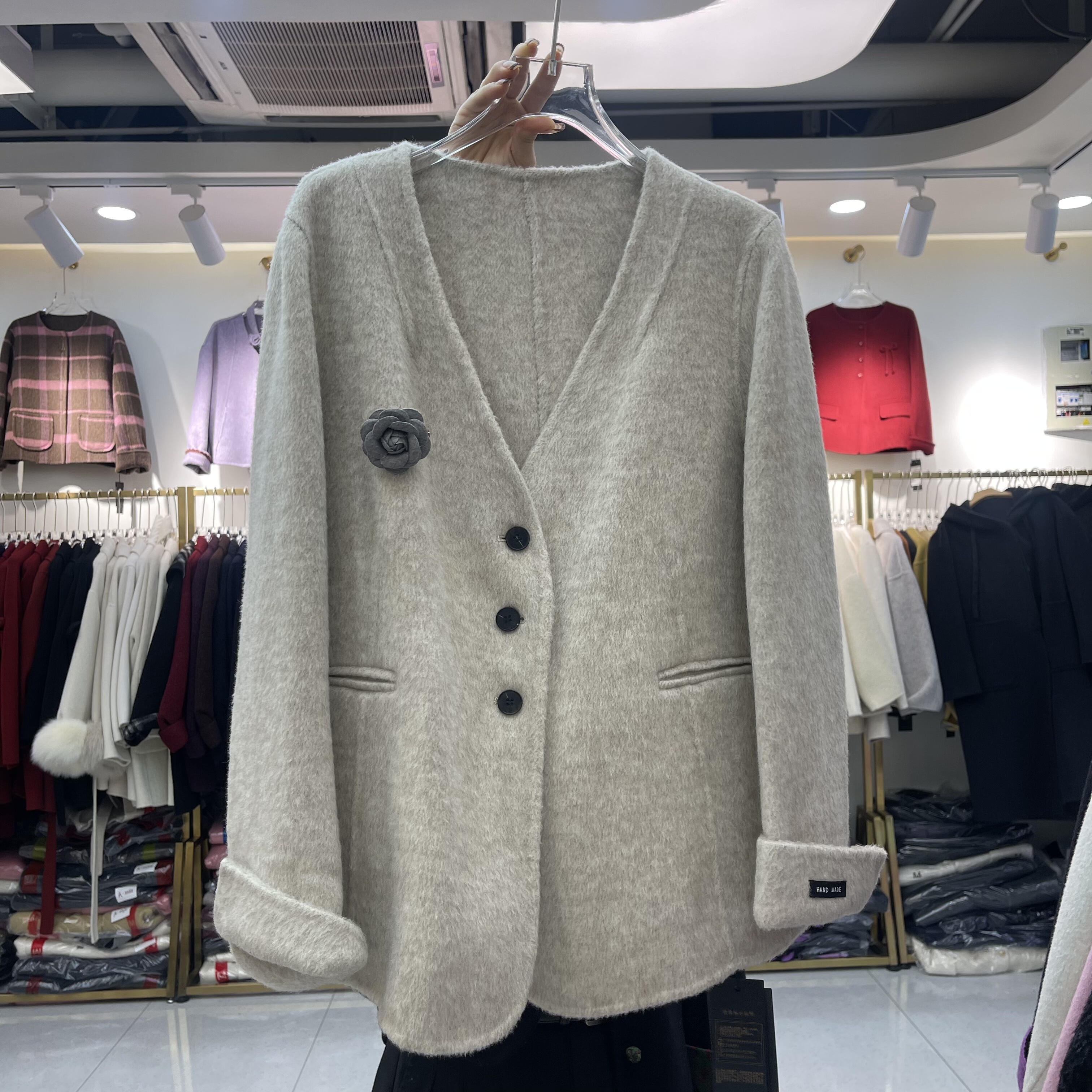 2025冬季新款韩系双面羊绒大衣女中长款宽松显瘦羊毛呢外套