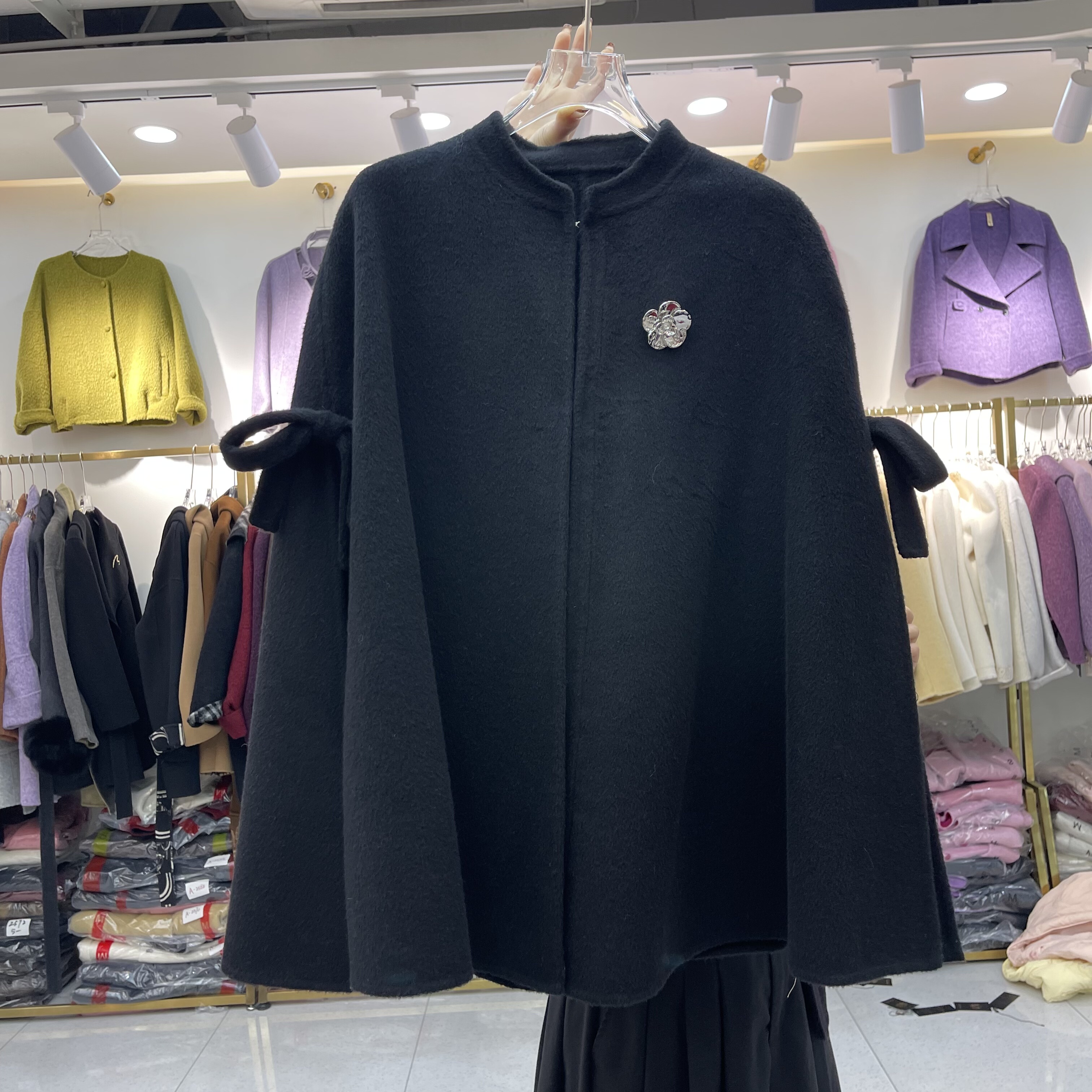 斗篷修身2025冬季新款韩系双面羊绒大衣女中长款高级感羊毛呢外套