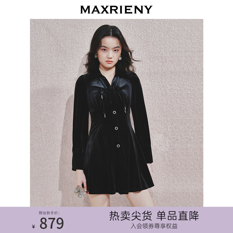 收腰修身、复古黑色	、华丽丝绒