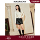 MAXRIENY精致复古绣花环保皮半裙高腰A摆裤 商场同款 裙