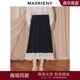 复古蕾丝拼接伞摆半裙25冬高腰a字摆裙 商场同款 MAXRIENY法式