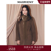 MAXRIENY乡村巴恩风穿搭围巾领羊毛大衣女25冬款 亲肤软糯毛呢外套