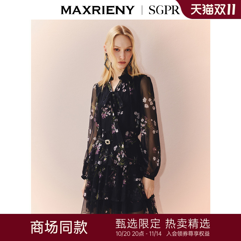 小A型荷叶边连衣裙，蝴蝶结绑带设计