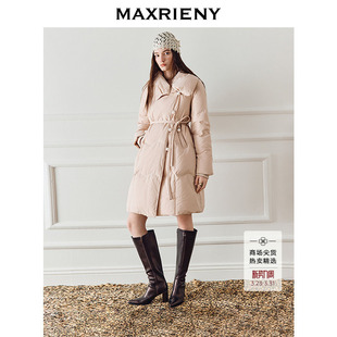 羽绒服25冬过膝长款 MAXRIENY慵懒感浴袍式 保暖外套女 商场同款