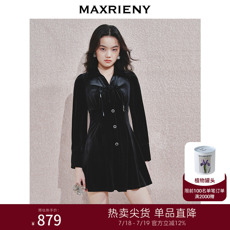 收腰修身、复古黑色	、华丽丝绒