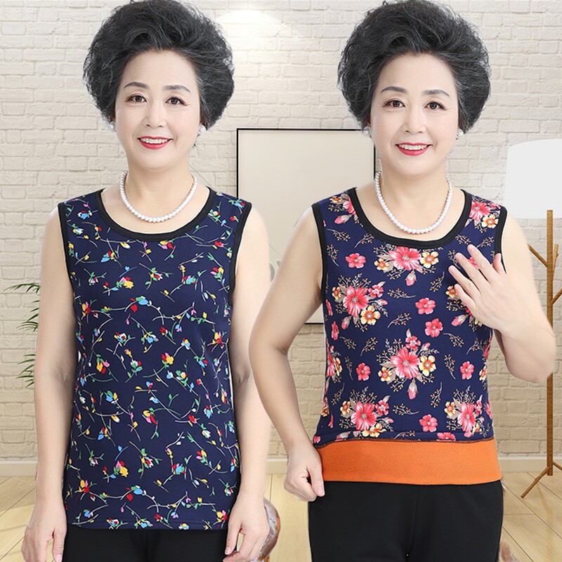 中老年人保暖背心女加绒加厚大码妈妈女士保暖内衣棉无袖大码内穿