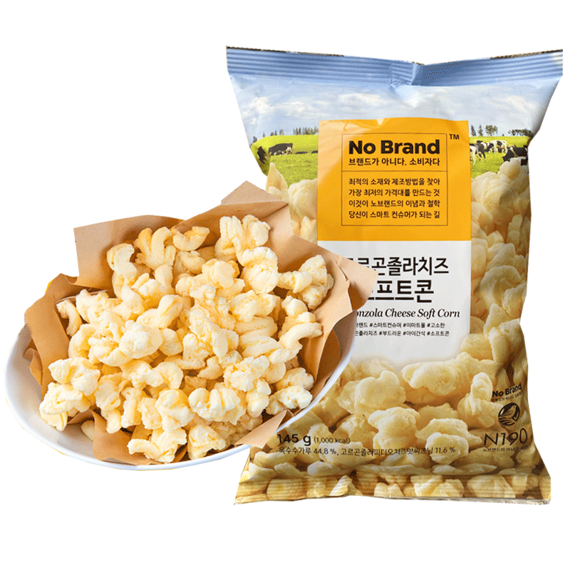 韩国进口NoBrand诺倍得芝士玉米条卷冈古佐拉爆米花145g休闲零食