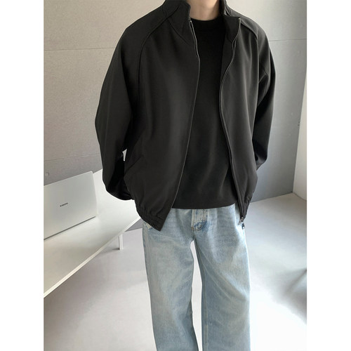 韩系简约立领宽松拉链男夹克