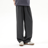 男士 宽松显瘦直筒阔腿裤 春秋新款 子2026新款 裤 24LINE灰色休闲长裤