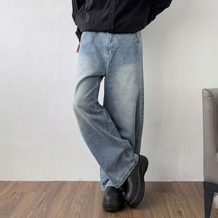 复古水洗蓝牛仔裤 宽松直筒长裤 男vibe风格 子2025新款 裤 24LINE美式