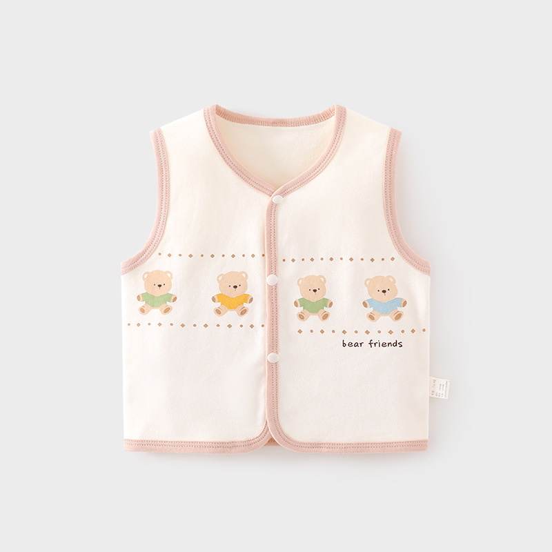 婴儿护肚背心秋冬季宝宝双层马甲儿童坎肩马夹新生儿纯棉保暖上衣