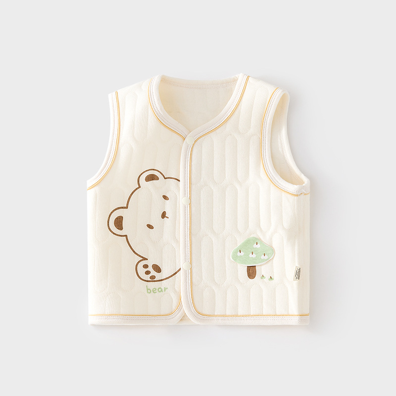 婴儿保暖马甲秋冬季宝宝夹棉背心儿童坎肩马夹新生儿纯棉护肚上衣