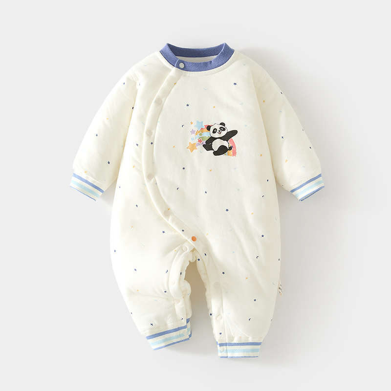 婴儿40克夹棉连体衣宝宝保暖秋冬无骨哈衣薄棉加厚爬服儿童连身衣