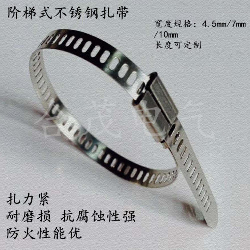 卡扣式304不锈钢船用 阶梯式扎带电缆捆绑扎带7*250mm 100根/包
