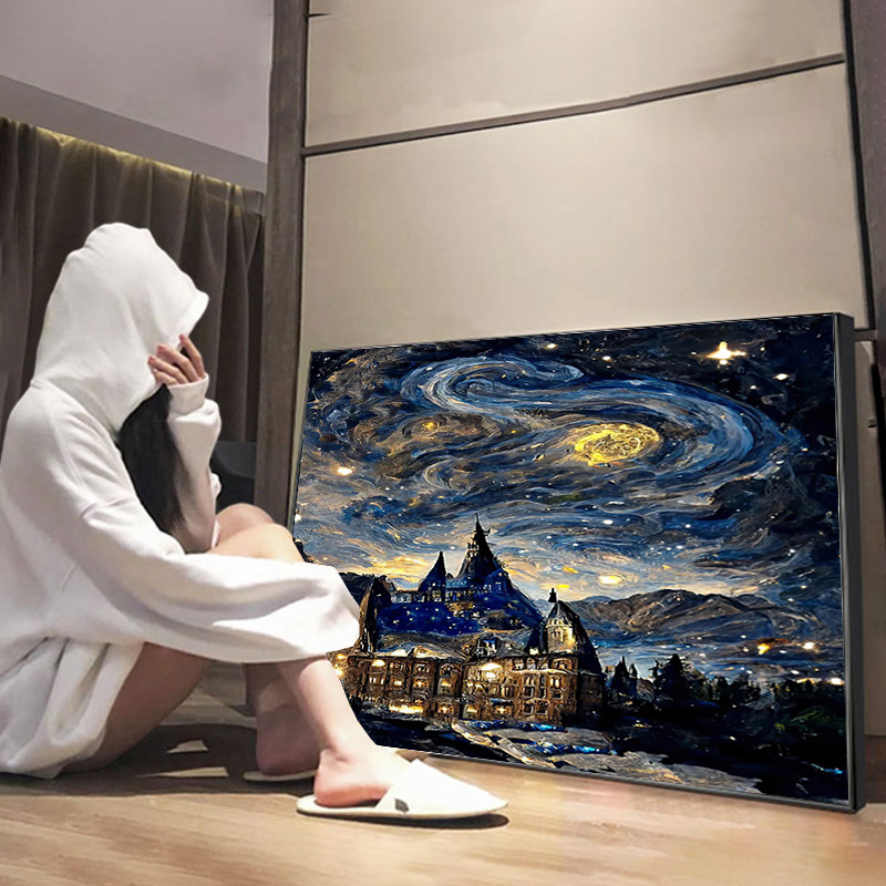 2025新款十字绣线绣客厅自己手工刺绣卧室餐厅高级感星空梵高小众