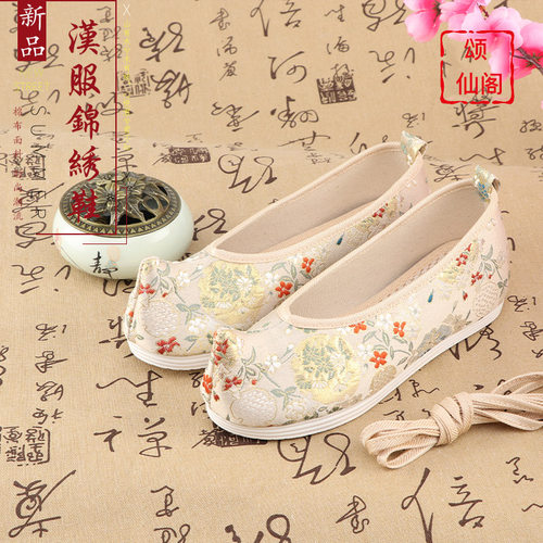 绣花鞋翘头布鞋绣花鞋古风内增高