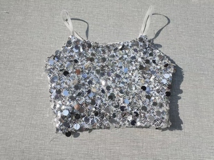 儿童亮片日系亮片吊带背心百搭辣妹演出吊带女童学生闪亮亮片吊带